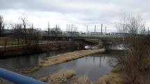 Blick auf die Traisen flussabwrts und zur Westbahnbrcke 